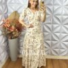 Vestido longo Estefânia Em Viscose - Creme - Milla Chic
