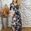 Vestido Longo Estefânia Em Viscose - Azul Florido - Milla Chic