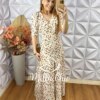 Vestido Longo Estefânia Em Viscose -  Areia - Milla Chic