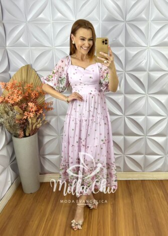 Vestido Mariana Em Chiffon - Rosa Marfim - Milla Chic