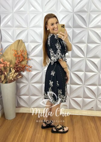 Vestido Matilde Em Viscolinho - Preto - Milla Chic