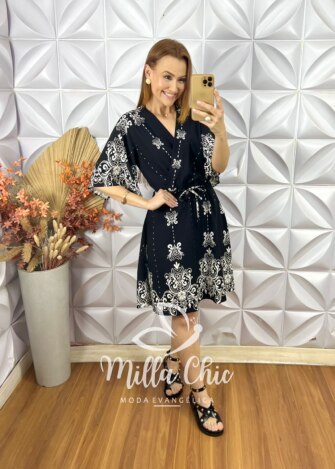 Vestido Matilde Em Viscolinho - Preto - Milla Chic