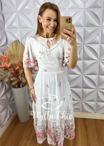 Milla Chic - millachic com br vestido meire em chiffon branco Vestido Meire Em Chiffon - Branco - Milla Chic