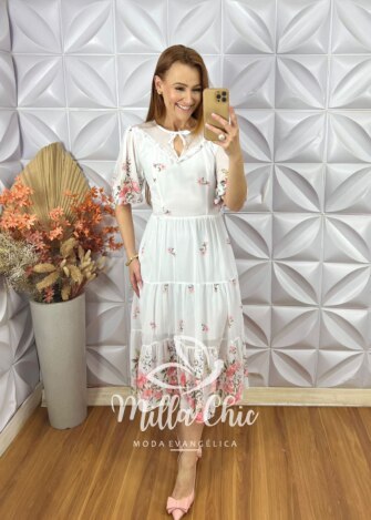 Milla Chic - millachic com br vestido meire em chiffon creme copia Vestido Meire Em Chiffon - Branco - Milla Chic