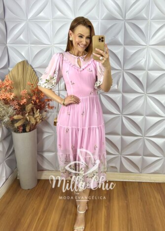 Milla Chic - millachic com br vestido meire em chiffon rosa 1 Vestido Meire Em Chiffon - Rosa - Milla Chic