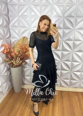 Vestido Natasha Em Renda Crochet - Preto - Milla Chic