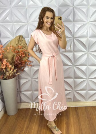 Milla Chic - millachic com br vestido olga em viscoamida 2 Vestido Olga Em Viscoamida - Rosa Marfim - Milla Chic
