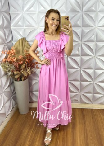 Vestido Rosita Em Viscosarja - Rosa - Milla Chic