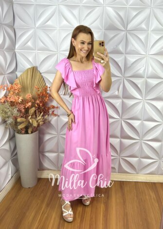 Vestido Rosita Em Viscosarja - Rosa - Milla Chic
