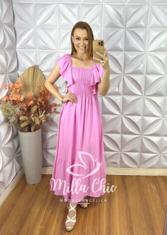 Vestido Rosita Em Viscosarja - Rosa - Milla Chic