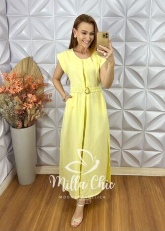 Milla Chic - millachic com br vestido samara em alfaiataria marrant 2 Vestido Samara Em Alfaiataria Marrant - Amarelo Siciliano - Milla Chic