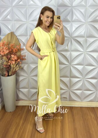 Milla Chic - millachic com br vestido samara em alfaiataria marrant 3 Vestido Samara Em Alfaiataria Marrant - Amarelo Siciliano - Milla Chic