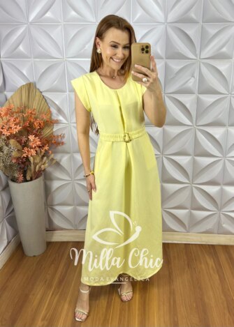 Milla Chic - millachic com br vestido samara em alfaiataria marrant Vestido Samara Em Alfaiataria Marrant - Amarelo Siciliano - Milla Chic