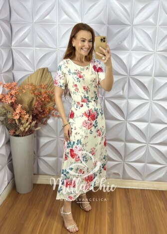 Vestido Serena Em Viscose - Amarelo Pastel - Milla Chic