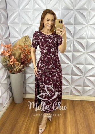 Vestido Serena Em Viscose - Vinho - Milla Chic