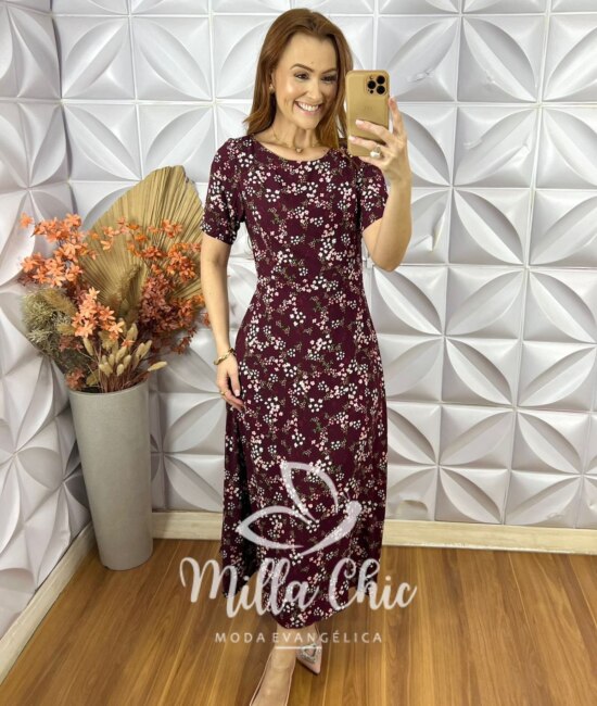 Vestido Serena Em Viscose - Vinho - Milla Chic