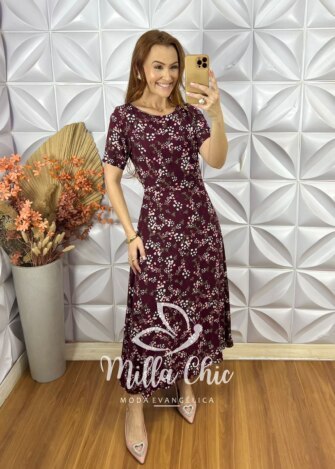 Vestido Serena Em Viscose - Vinho - Milla Chic