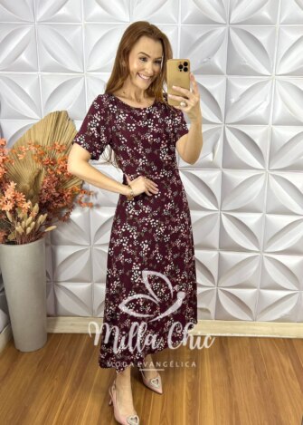 Vestido Serena Em Viscose - Vinho - Milla Chic