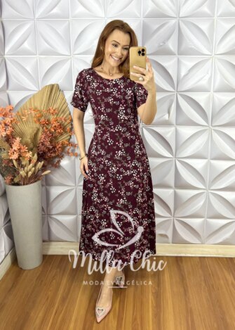 Vestido Serena Em Viscose - Vinho - Milla Chic