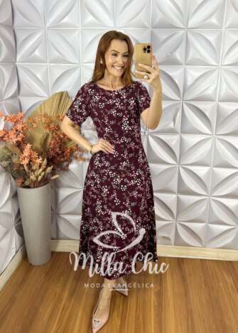Vestido Serena Em Viscose - Vinho - Milla Chic