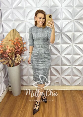 Milla Chic - millachic com br vestido tatiane em tweed metalizado 2 Vestido Tatiane em Tweed - Metalizado - Milla Chic