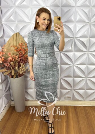Milla Chic - millachic com br vestido tatiane em tweed metalizado Vestido Tatiane em Tweed - Metalizado - Milla Chic