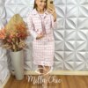Vestido Tina Com Casaco Em Tweed - Rosa - Milla Chic
