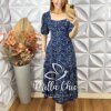 Vestido Tainá em Viscolinho - Azul marinho - Milla Chic