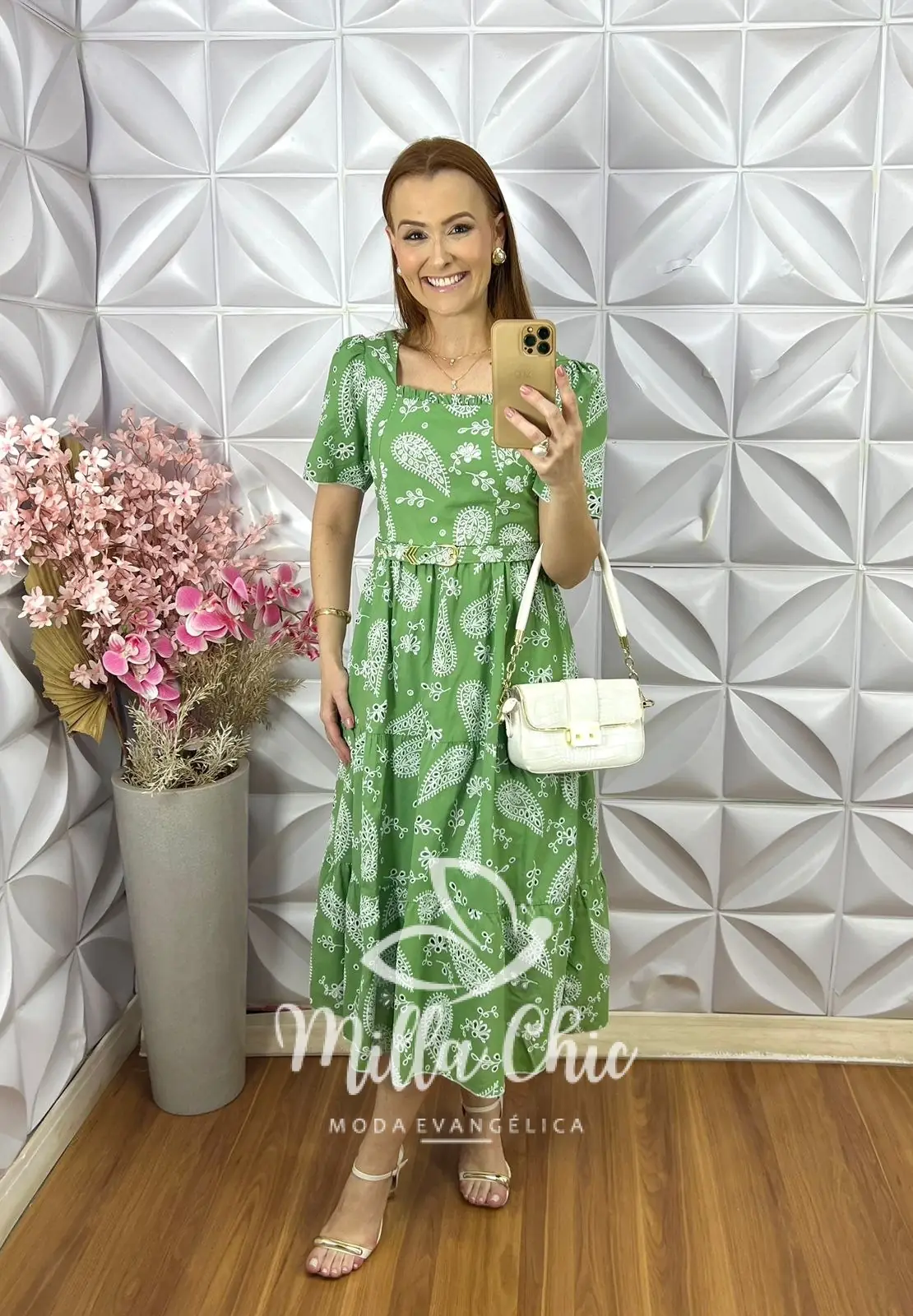 Vestido Viviane em Lesie Algodão Menta – Verde Menta – Milla Chic Vestido Viviane em Lesie Algodão Menta - Verde Menta - Milla Chic