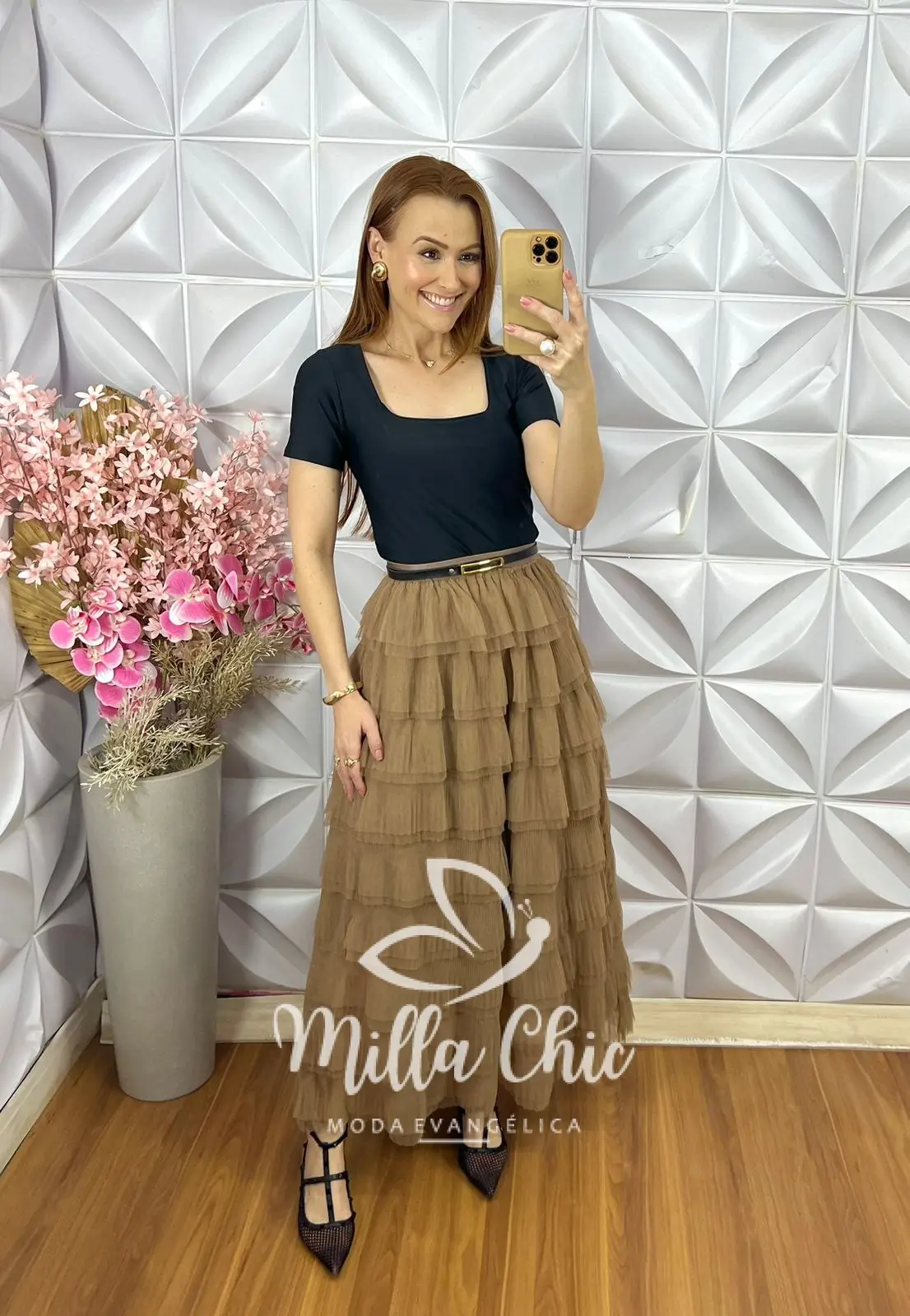 Saia Lavínia em Tule – Natural – Milla Chic Saia Lavínia em Tule - Natural - Milla Chic