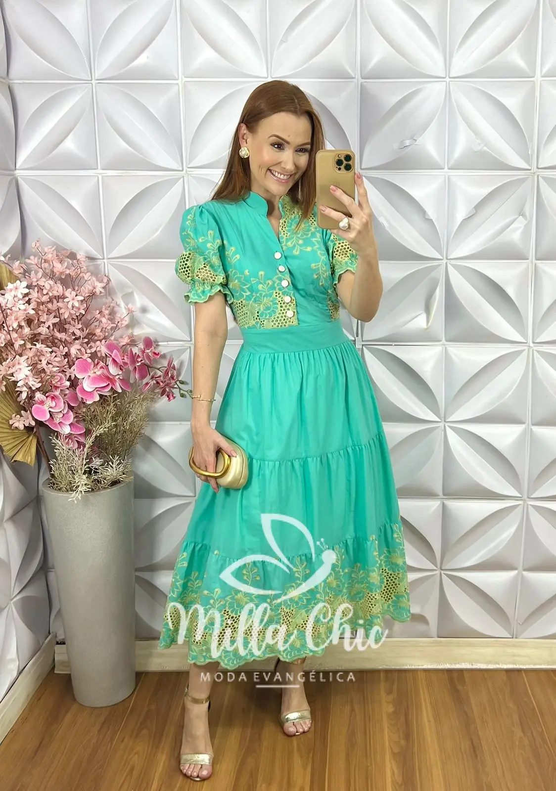 Vestido Mônaco Em Lesie Bordado – Verde Àgua – Milla Chic Vestido Mônaco Em Lesie Bordado - Verde Àgua - Milla Chic