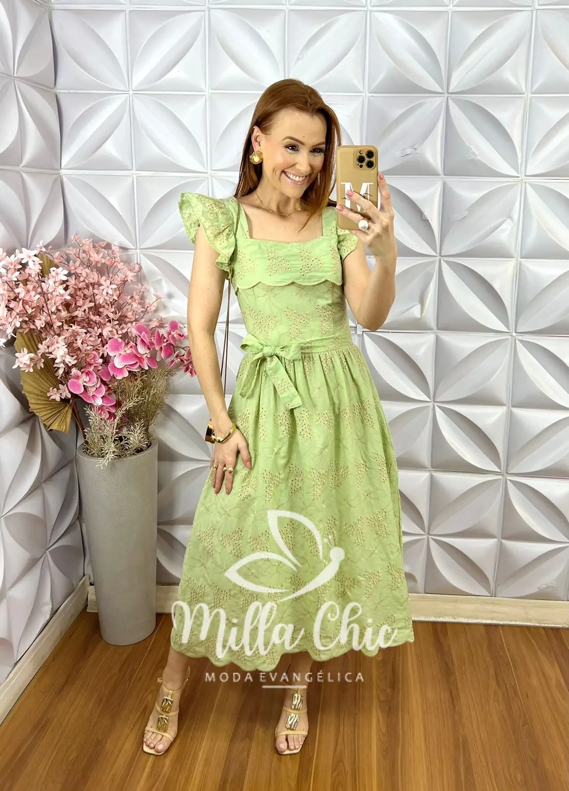 Vestido Antonella em Lesie Bordado – Verde Menta – Milla Chic Vestido Antonella em Lesie Bordado - Verde Menta - Milla Chic