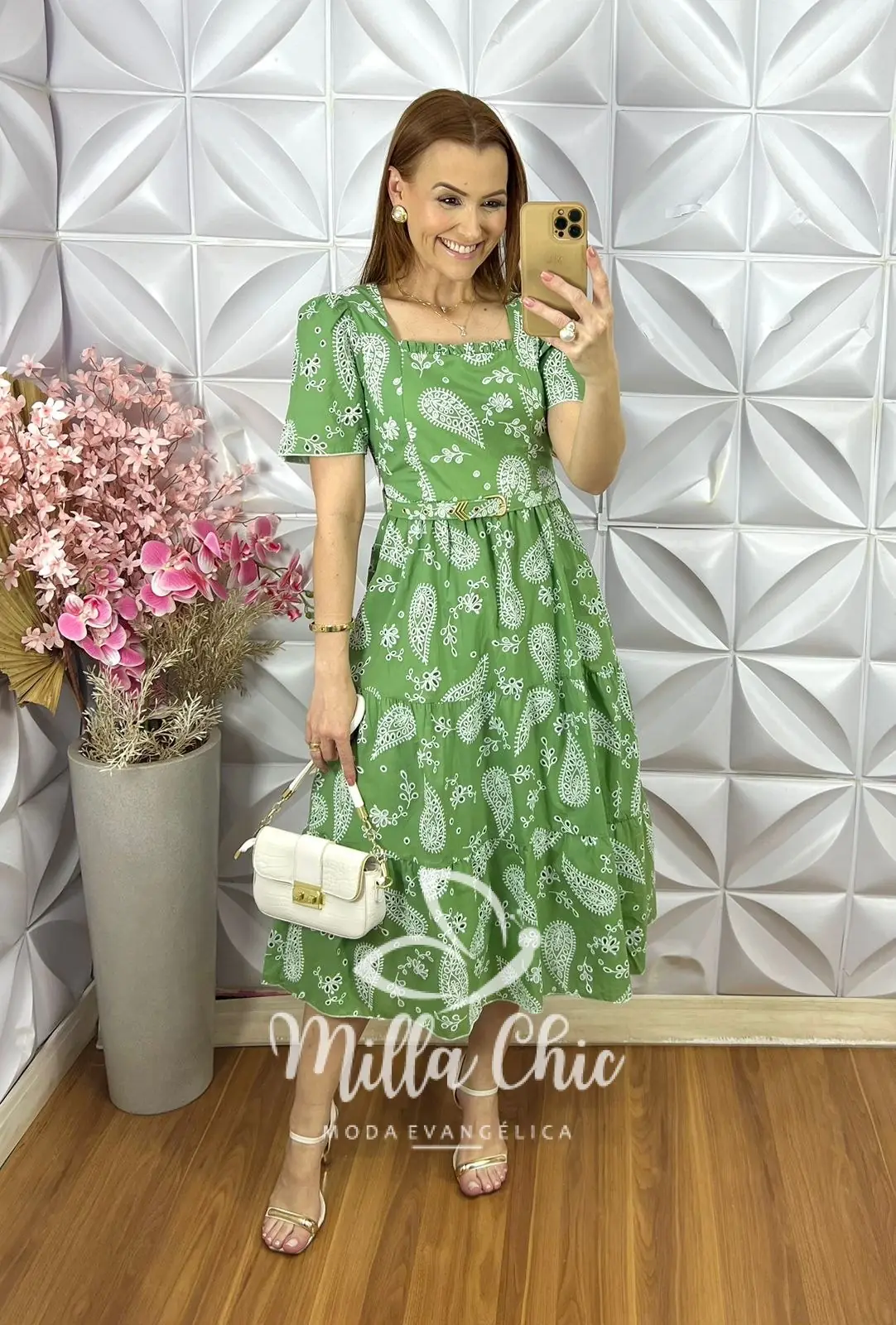 Vestido Viviane em Lesie Algodão Menta – Verde Menta – Milla Chic Vestido Viviane em Lesie Algodão Menta - Verde Menta - Milla Chic