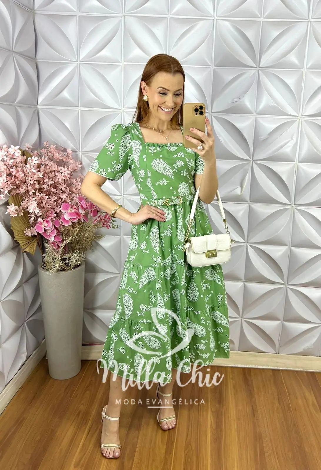 Vestido Viviane em Lesie Algodão Menta – Verde Menta – Milla Chic Vestido Viviane em Lesie Algodão Menta - Verde Menta - Milla Chic