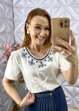 Milla Chic - millachic com br blusa eleonora em cambria linho cru 1 Blusa Eleonora em Cambria Linho - Crú - Milla Chic
