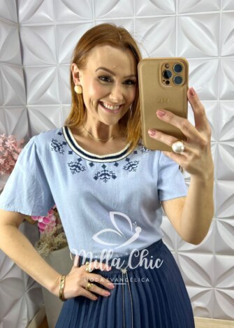 Milla Chic - millachic com br blusa eleonora em cambria linho cru copia 1 Blusa Eleonora em Cambria Linho - Azul Baby - Milla Chic