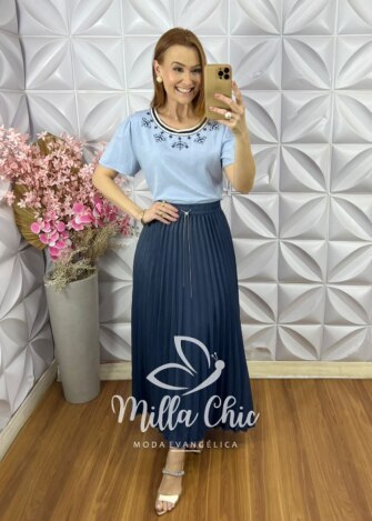 Milla Chic - millachic com br blusa eleonora em cambria linho cru copia Blusa Eleonora em Cambria Linho - Azul Baby - Milla Chic