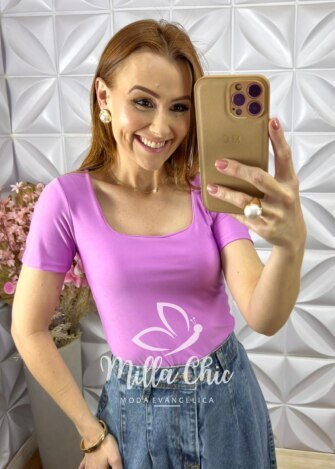 Milla Chic - millachic com br blusa gaia em poliamida lilas 1 Blusa Gaia Em Poliamida - Lilás - Milla Chic