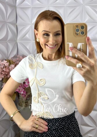 Blusa Guiomar Com Bordado Cordonê- Branca - Milla Chic