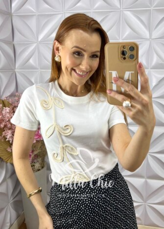 Blusa Guiomar Com Bordado Cordonê- Branca - Milla Chic