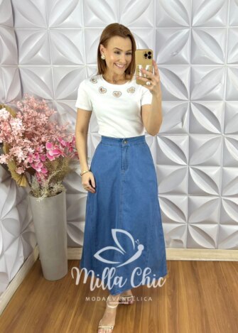Blusa Nara Em Cambraia De Linho Bordada - Crú - Milla Chic