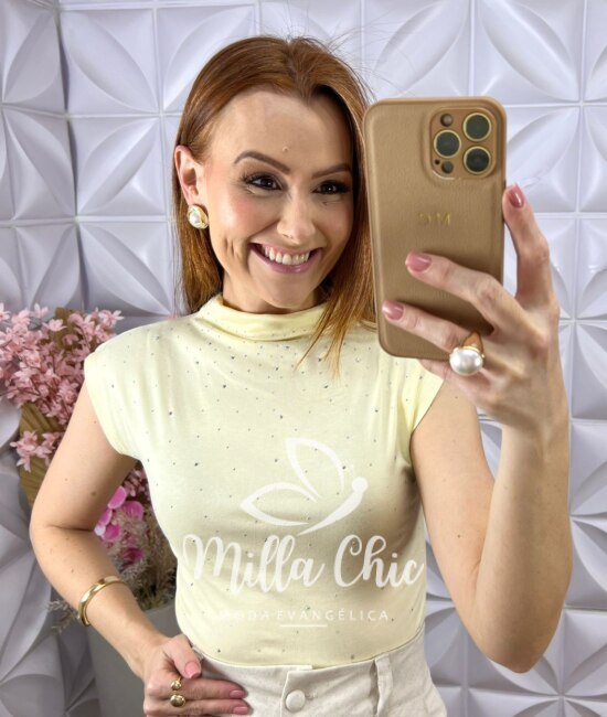 Blusa Pandora em Malha - Manteiga - Milla Chic