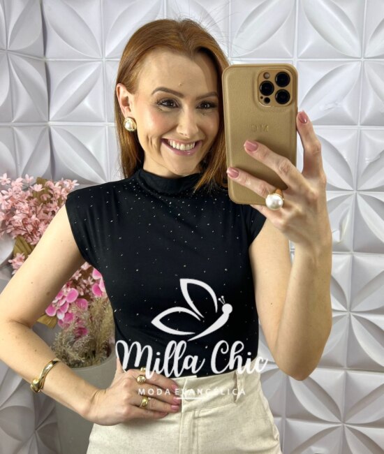 Blusa Pandora em Malha - Preta - Milla Chic