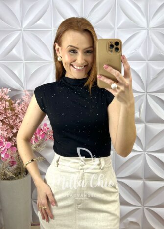 Blusa Pandora em Malha - Preta - Milla Chic