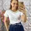 Blusa Rúbia Bordada em Algodão - Preta - Milla Chic