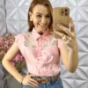Camisa Evelise Bordada - Rosê - Milla Chic