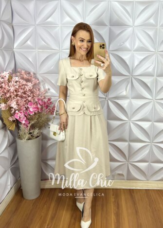 Milla Chic - millachic com br conjunto angelina em alfaiataria natua 1 Conjunto Angelina em Alfaiataria - Natural - Milla Chic