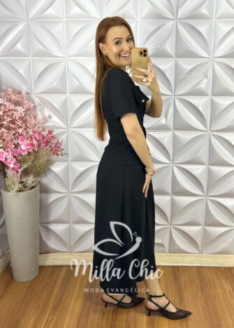 Conjunto Angelina em Alfaiataria - Preto - Milla Chic