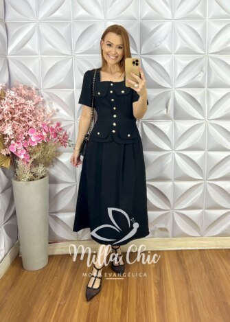 Conjunto Angelina em Alfaiataria - Preto - Milla Chic