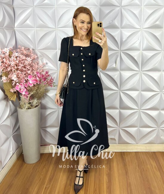 Conjunto Angelina em Alfaiataria - Preto - Milla Chic